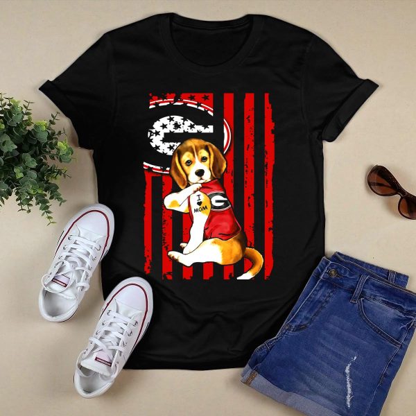Beagle I Love Mom Georgia Bulldogs T Shirt 1