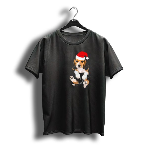Beagle In Pocket Christmas Santa Hat T Shirt t shirt 1