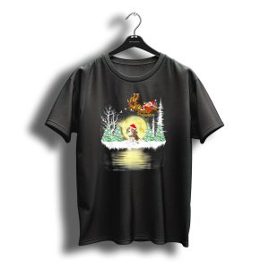 Beagle Santa Christmas Moonlit Forest Scene With Sleigh T-Shirt