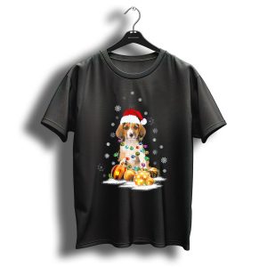 Beagle Santa Hat Christmas Lights Snowflakes And Ornaments T Shirt