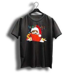 Beagle Wearing Santa Hat Inside Festive Christmas Gift Box T Shirt