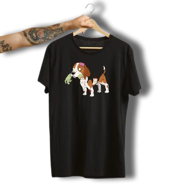 Beagle Zombie Halloween Funny Dog With Scary Hand And Brain T Shirt t shirt 1