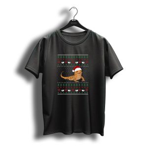 Bearded Dragon Christmas Sweater Santa Hat Holiday Reptile T-Shirt