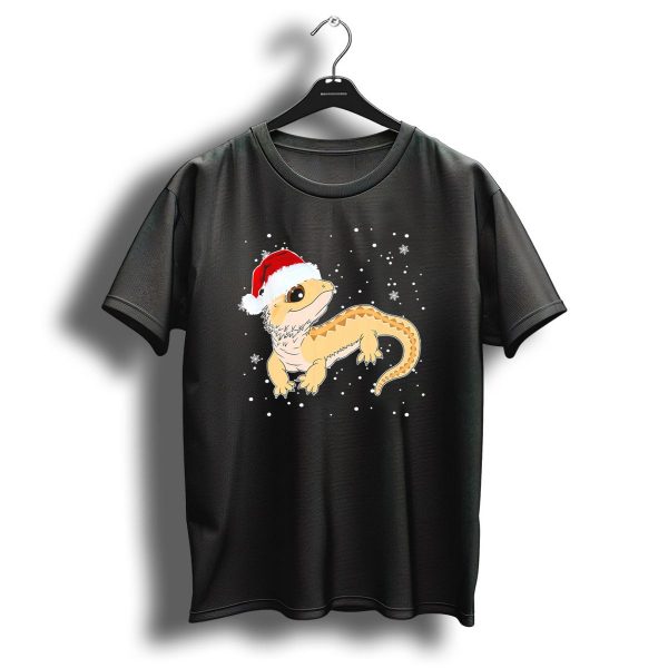 Bearded Dragon Wearing Santa Hat In Snowy Christmas Scene T Shirt 1 t shirt 1
