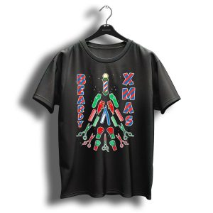 Beardy Xmas Barber Pole Christmas Tree T Shirt