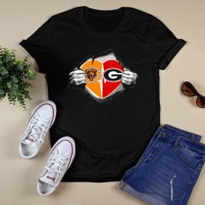 Bears Georgia Bulldogs Heart Logo With Torn Hands T Shirt