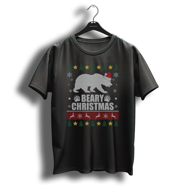 Beary Christmas Gay Bear Santa Hat Snowflakes Reindeer Trees Stars T Shirt 1 t shirt 1