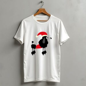 Beautiful Christmas Poodle Santa Hat T Shirt