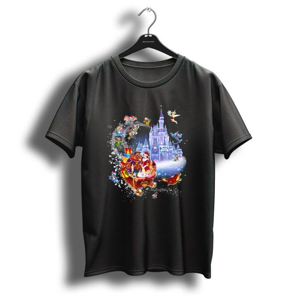 Beauty And The Beast Christmas With Disney Castle And Characters T Shirt 1 t shirt 1