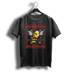 Bee Santa Hat Ugly Christmas Lights Candy Canes Holiday T Shirt