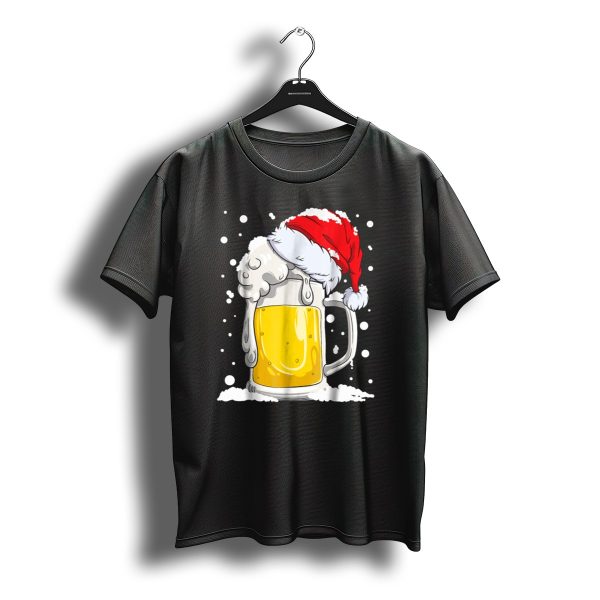 Beer Christmas Santa Hat Xmas Snow Men Mug T Shirt t shirt 1