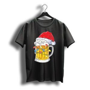 Beer Mug With Santa Hat And Christmas Lights T-Shirt