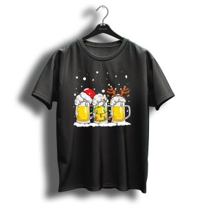 Beer Santa Christmas Lights Reinbeer Holiday Cheers T Shirt