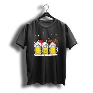 Beer Santa Christmas Lights Reinbeer Holiday Cheers T-Shirt
