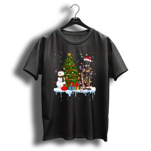 Belgian Malinois Santa Hat Christmas Lights Snowman Tree T Shirt