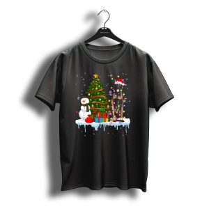 Belgian Malinois Santa Hat Christmas Lights Snowman Tree T-Shirt