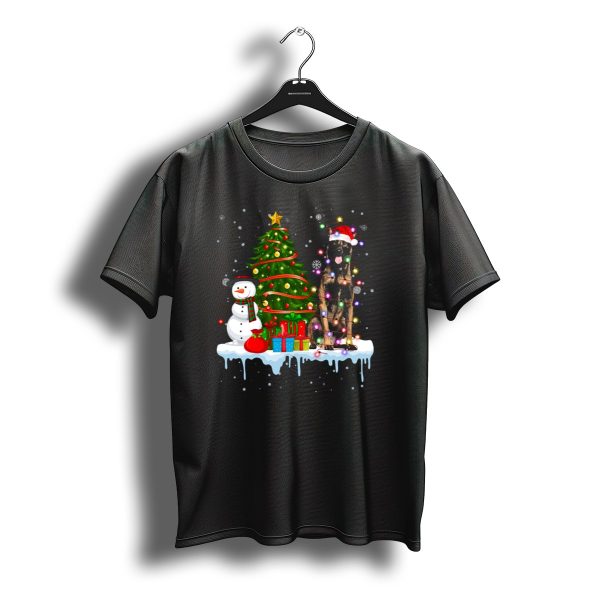 Belgian Malinois Santa Hat Christmas Lights Snowman Tree T Shirt t shirt 1