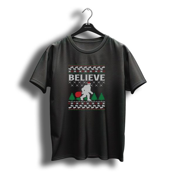Believe Bigfoot Sasquatch Santa Ugly Christmas T Shirt t shirt 1