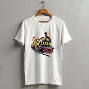 Believe Christmas All Aboard Polar Express Xmas 2024 Train Santa Hat T Shirt
