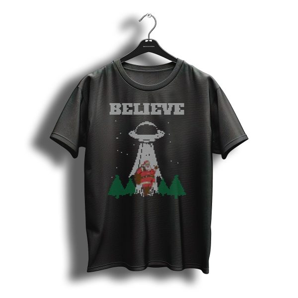 Believe In Santa Ufo Alien Abduction Christmas T Shirt t shirt 1