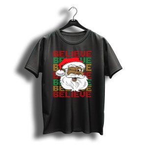 Believe Santa Fun Black Africa Christmas T-Shirt
