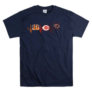 Bengals Reds South Carolina Gamecocks Heartbeat T-Shirt