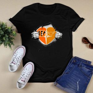 Bengals Texas Longhorns Heart Design With Logo Elements And Symbolic T-Shirt