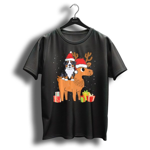 Bernese Mountain Dog Riding Christmas Deer With Gifts T Shirt 1 t shirt 1