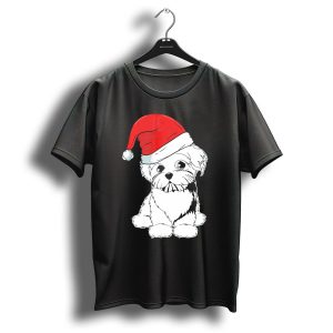 Best Christmas Maltese Santa Hat T Shirt