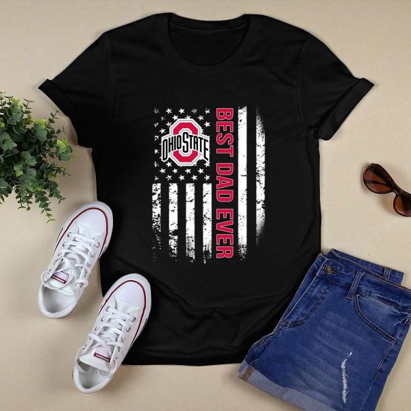 Best Ohio State Buckeyes dad ever american flag shirt Black 1