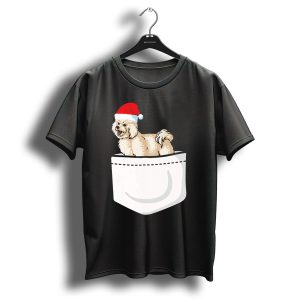 Bichon Frise Christmas Santa Hat Pocket Pup T Shirt