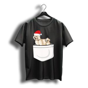 Bichon Frise Christmas Santa Hat Pocket Pup T-Shirt