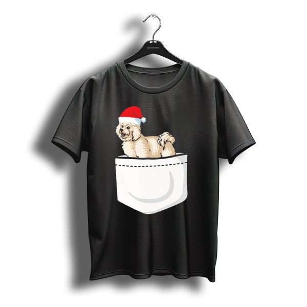 Bichon Frise Christmas Santa Hat Pocket Pup T Shirt t shirt 1