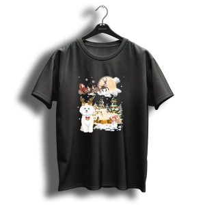 Bichon Frise Christmas Wonderland With Santa And Reindeer T Shirt