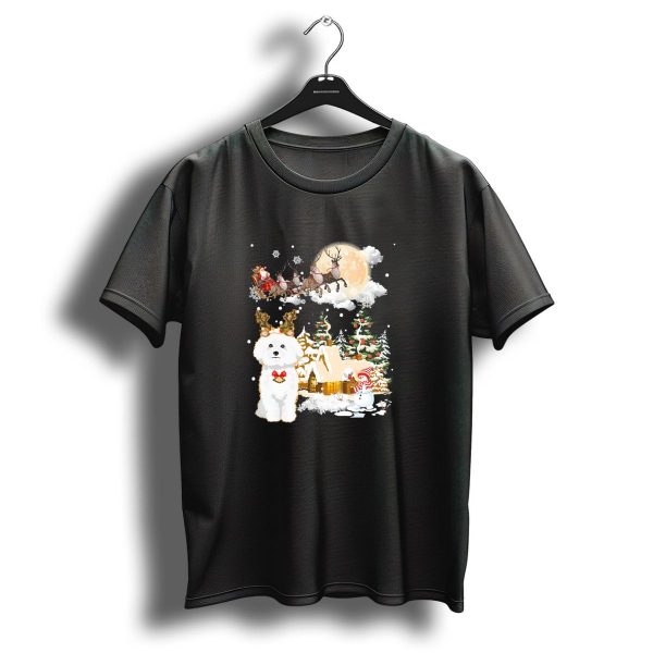 Bichon Frise Christmas Wonderland With Santa And Reindeer T Shirt 1 t shirt 1