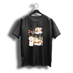 Bichon Frise Christmas Wonderland With Santa And Reindeer T-Shirt