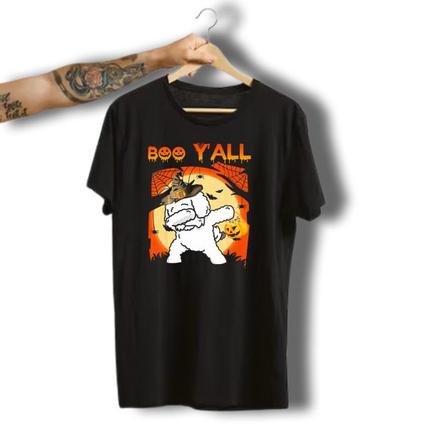 Bichon Frise Dabbing Boo Yall Halloween Ghost Hat Pumpkin Spiders Web T Shirt t shirt 1