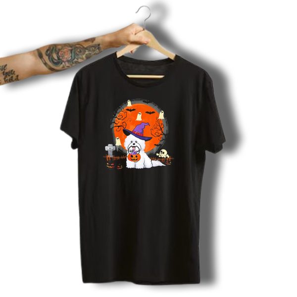 Bichon Frise Dog Witch Halloween Ghosts Jack O Lantern T Shirt t shirt 1