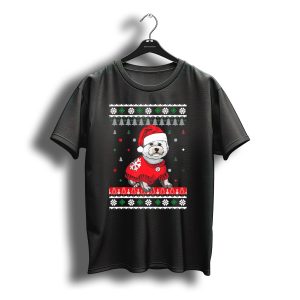 Bichon Frise Santa Hat Christmas Sweater Festive T-Shirt