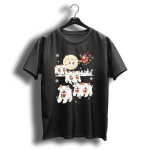Bichon Merry Reindeer Santa Sleigh Christmas Snowflakes T Shirt