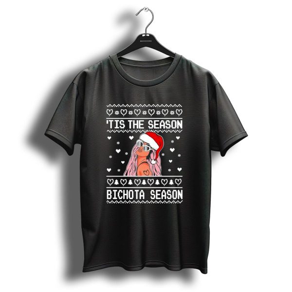 Bichota Season tis The Season Christmas Santa Hat Hearts And Snowflakes T Shirt 1 t shirt 1