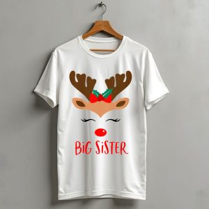 Big Sister Reindeer Christmas Matching Sibling Outfits T Shirt