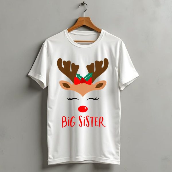 Big Sister Reindeer Christmas Matching Sibling Outfits T Shirt 1 t shirt 1