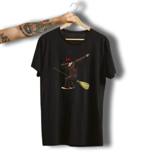 Bigfoot Dab Witch Funny Halloween Horror Scary Broomstick T Shirt t shirt 1