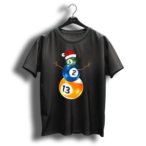 Billiards Snowman Christmas 6 2 13 Balls Santa Hat Pool Table T Shirt