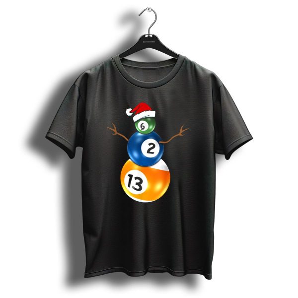 Billiards Snowman Christmas 6 2 13 Balls Santa Hat Pool Table T Shirt 1 t shirt 1
