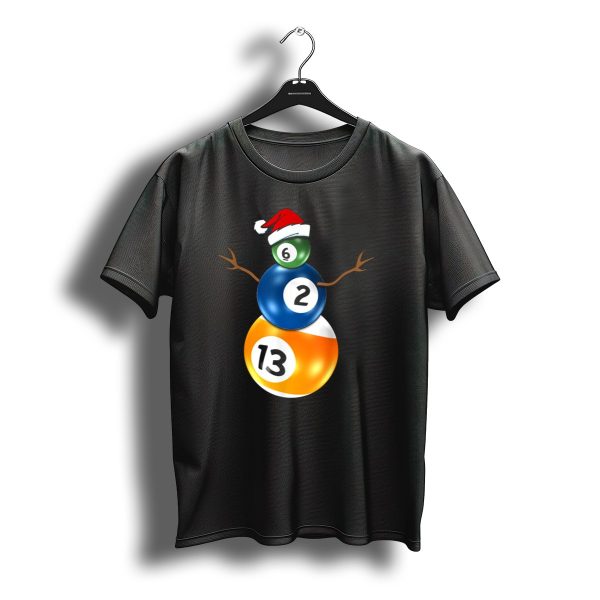 Billiards Snowman Christmas 6 2 13 Balls Santa Hat Pool Table T Shirt t shirt 1