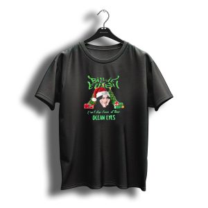 Billie Eilish Can'T Stop Starin' At Those Ocean Eyes Christmas 2025 Santa Hat T-Shirt