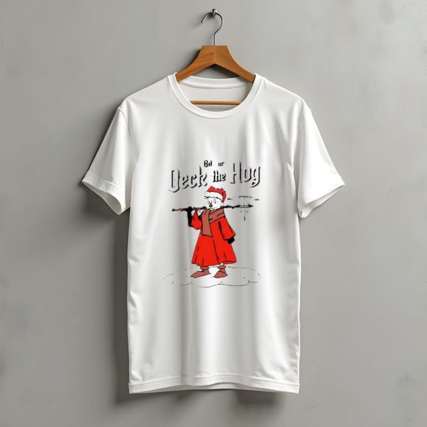 Bilmuri Deck The Hog Christmas Santa With Ice Axe In Snow T Shirt t shirt 1 1
