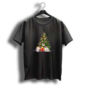 Birman Cat Decorated Christmas Tree With Santa Hats And Presents T Shirt